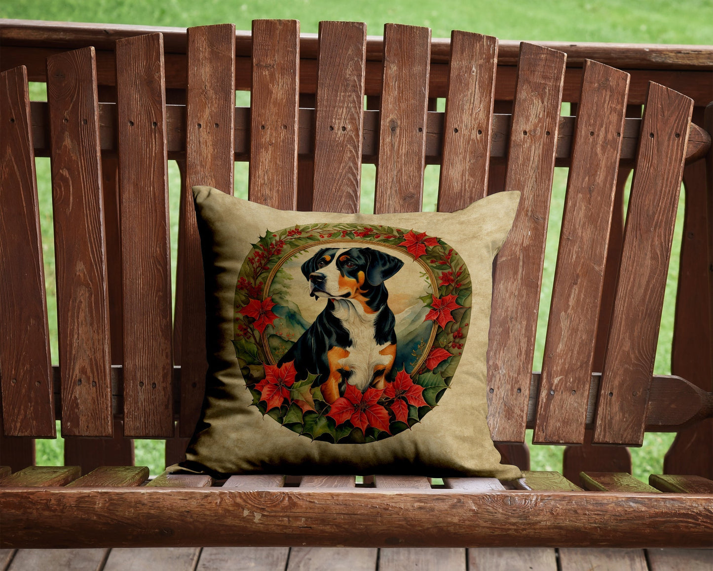 Entlebucher Mountain Dog Christmas Flowers Throw Pillow - Good Gifts, Gurl