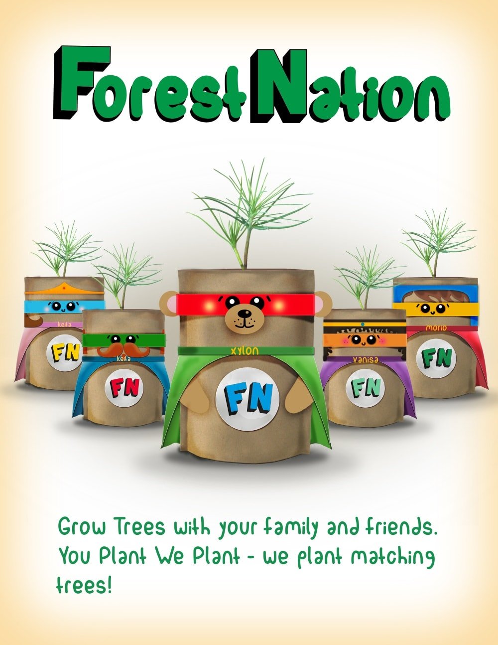 ForestNation Guardians Tree Kits Pack for Kids, We Plant 50 More Trees - Good Gifts, Gurl