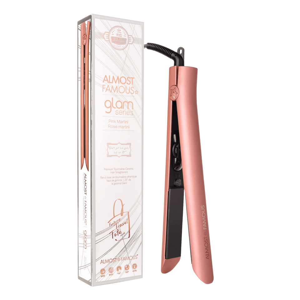 Glam Series 1.25" Gem Tourmaline Flat Iron with Travel Bag - Good Gifts, Gurl