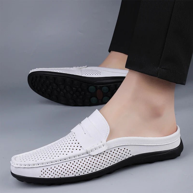 Men's shoes four seasonal new hollow out fashion leather shoes soft sole breathable non slip lightweight plus size casual shoes - Good Gifts, Gurl