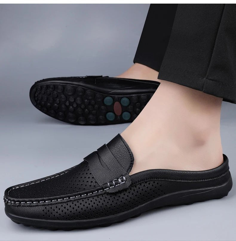 Men's shoes four seasonal new hollow out fashion leather shoes soft sole breathable non slip lightweight plus size casual shoes - Good Gifts, Gurl