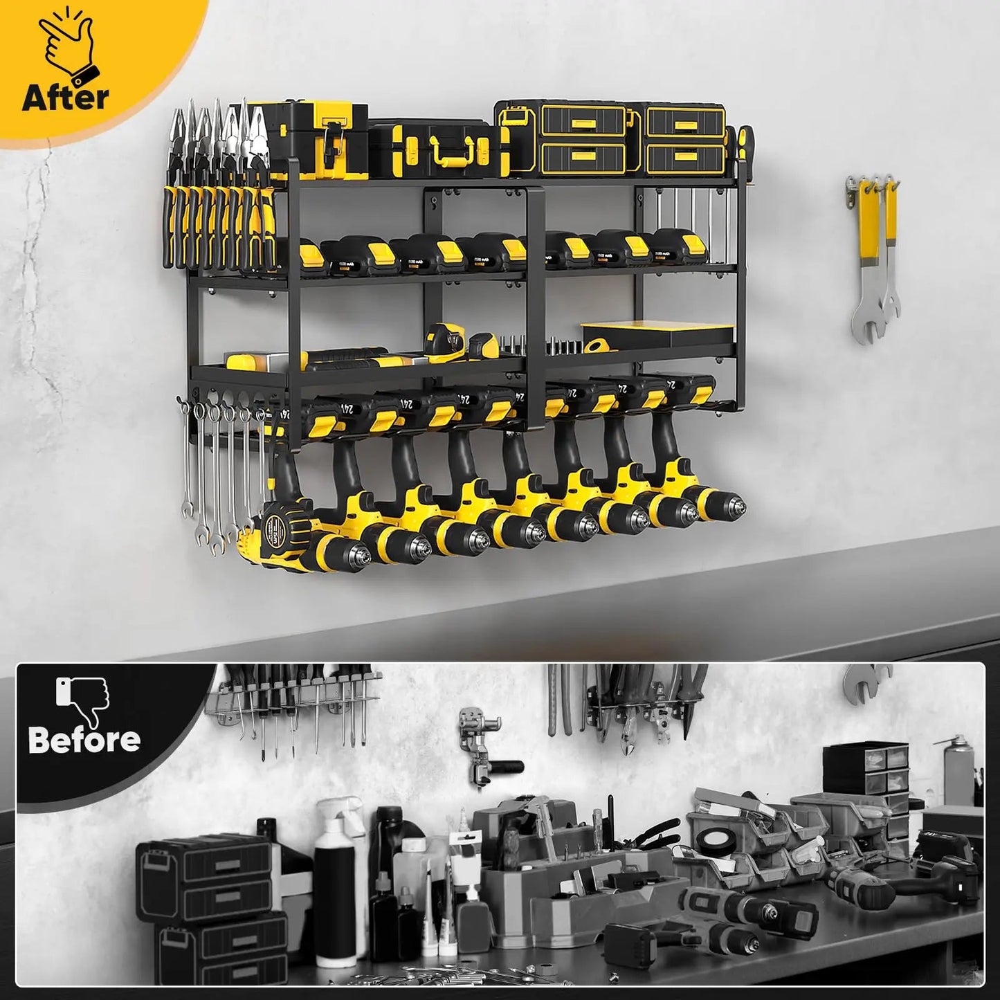 Power Tool Organizer Wall Mount, Extended Large Heavy Duty Drill Holder, 4 Layer Garage and Storage, Suitable Utility Racks - Good Gifts, Gurl
