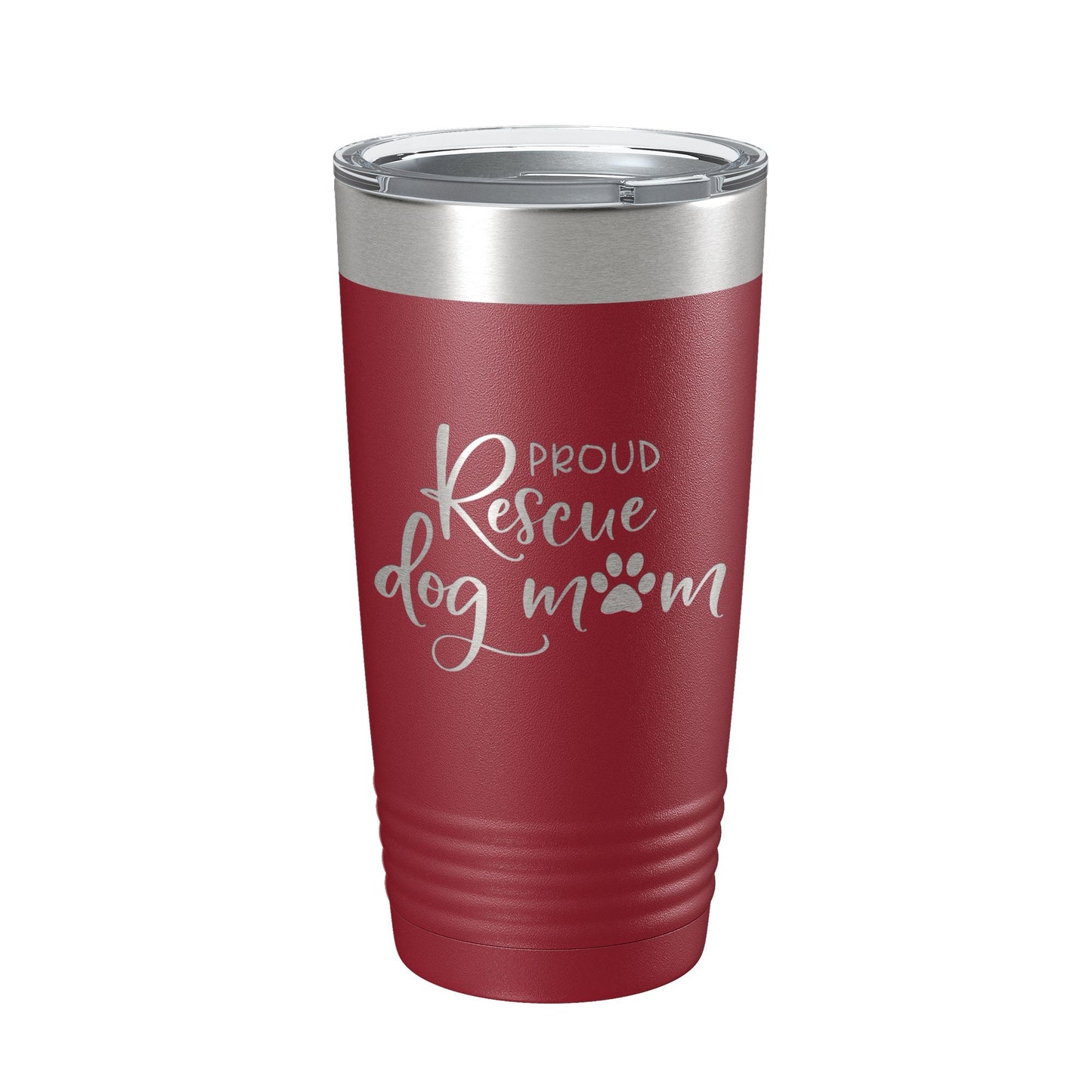 Proud Rescue Mom Tumbler Dog Travel Mug Gift Insulated Laser Engraved Coffee Cup 20 oz - Good Gifts, Gurl