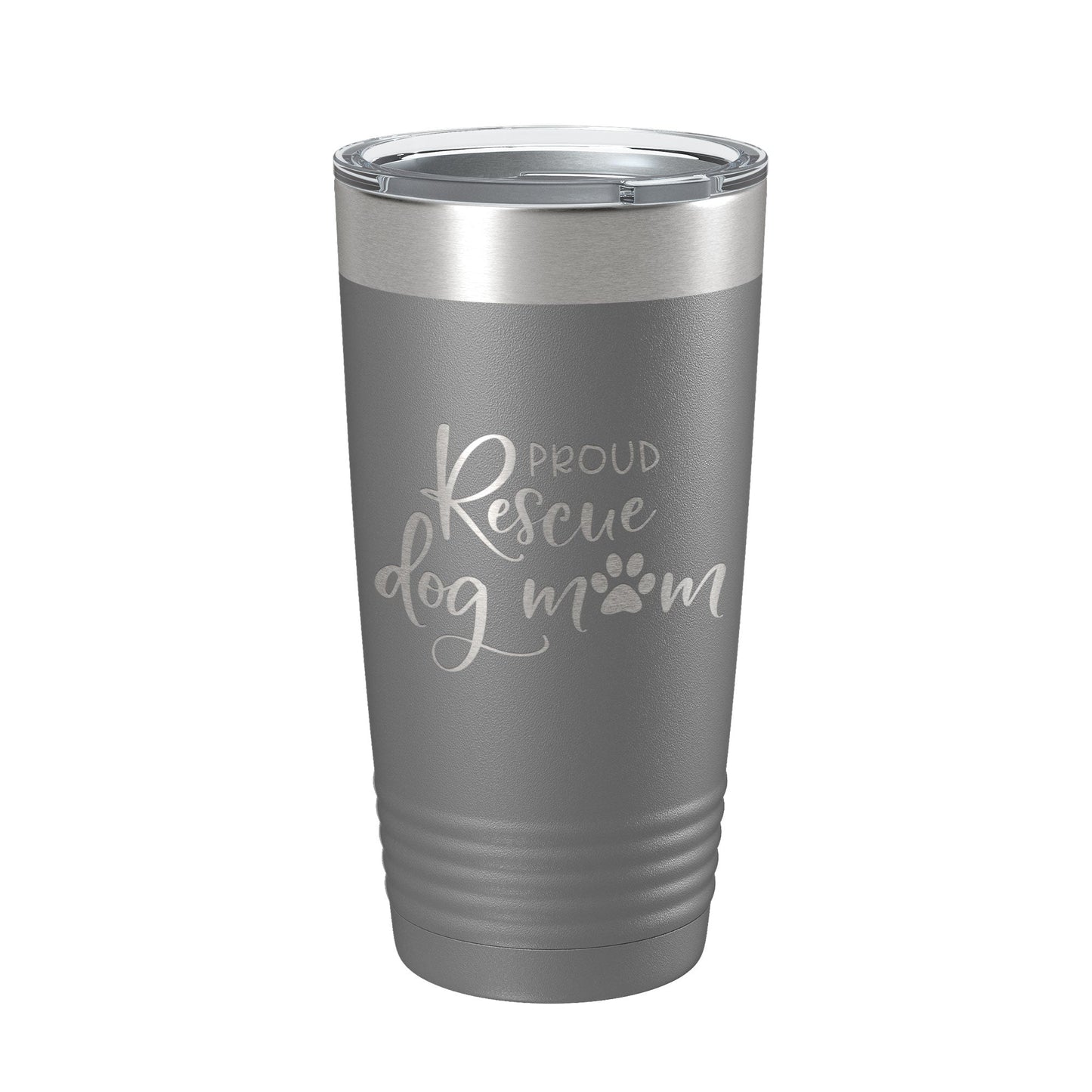 Proud Rescue Mom Tumbler Dog Travel Mug Gift Insulated Laser Engraved Coffee Cup 20 oz - Good Gifts, Gurl