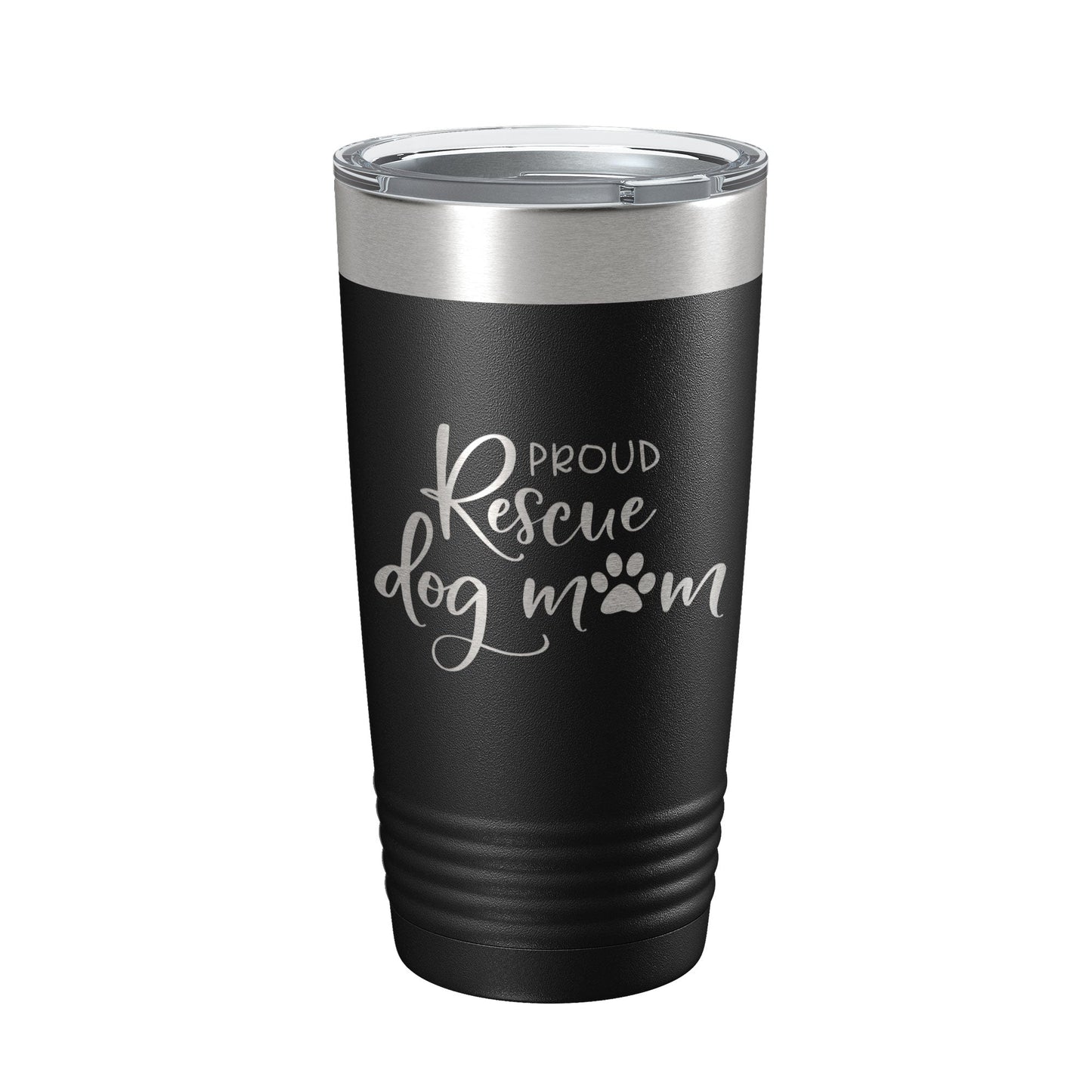 Proud Rescue Mom Tumbler Dog Travel Mug Gift Insulated Laser Engraved Coffee Cup 20 oz - Good Gifts, Gurl