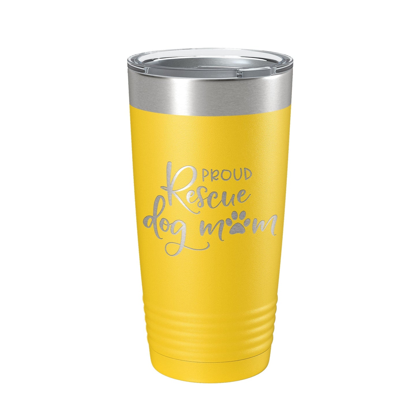 Proud Rescue Mom Tumbler Dog Travel Mug Gift Insulated Laser Engraved Coffee Cup 20 oz - Good Gifts, Gurl
