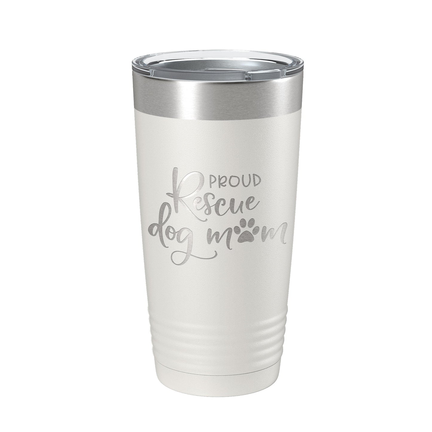 Proud Rescue Mom Tumbler Dog Travel Mug Gift Insulated Laser Engraved Coffee Cup 20 oz - Good Gifts, Gurl