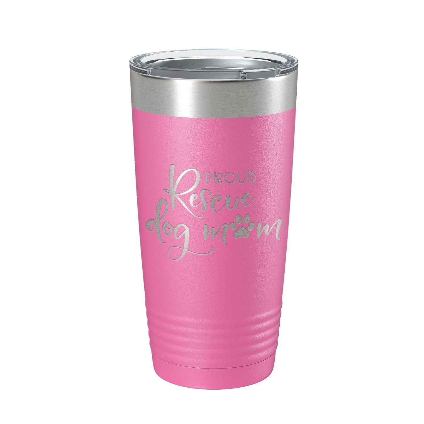 Proud Rescue Mom Tumbler Dog Travel Mug Gift Insulated Laser Engraved Coffee Cup 20 oz - Good Gifts, Gurl