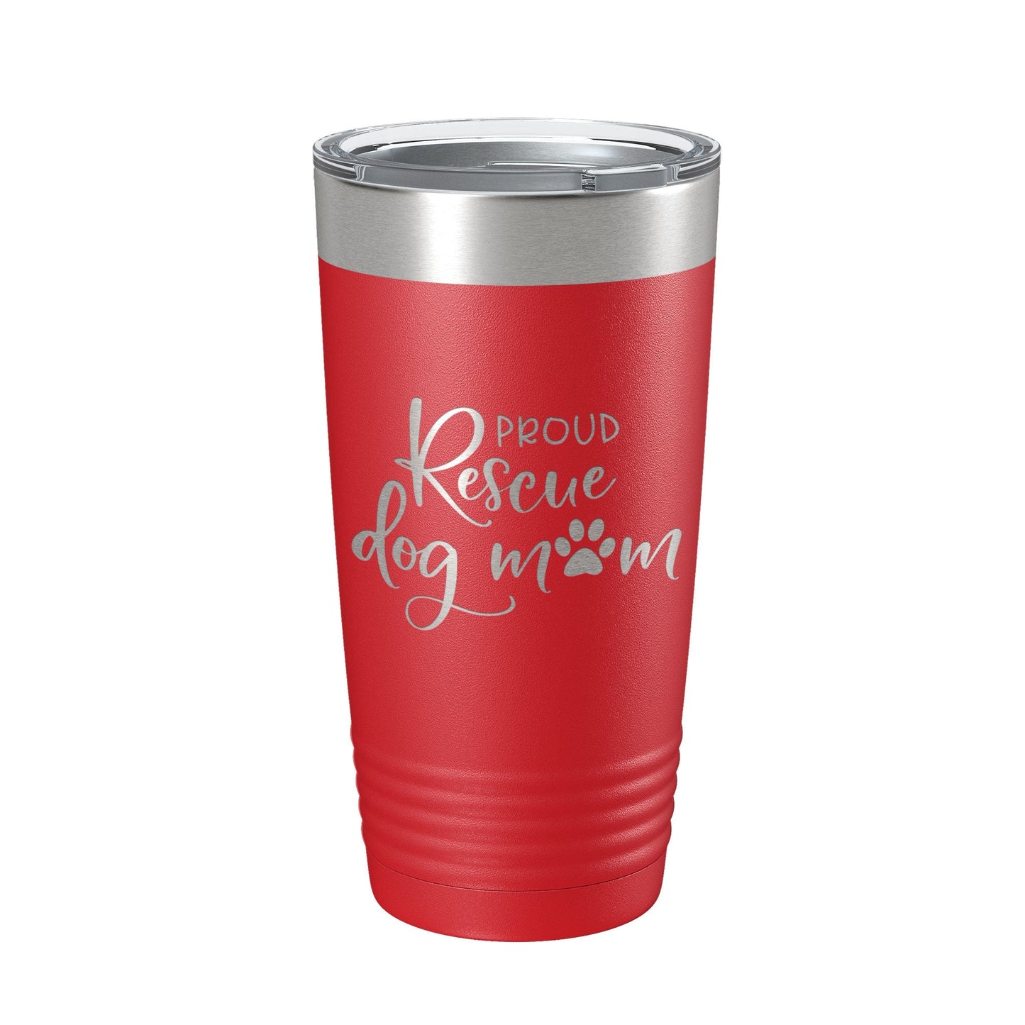 Proud Rescue Mom Tumbler Dog Travel Mug Gift Insulated Laser Engraved Coffee Cup 20 oz - Good Gifts, Gurl