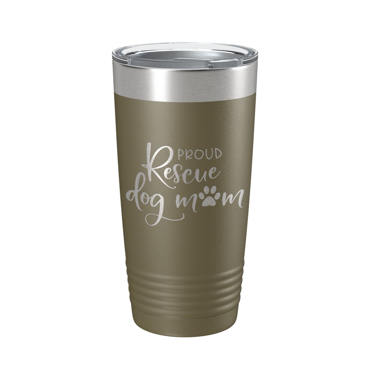 Proud Rescue Mom Tumbler Dog Travel Mug Gift Insulated Laser Engraved Coffee Cup 20 oz - Good Gifts, Gurl