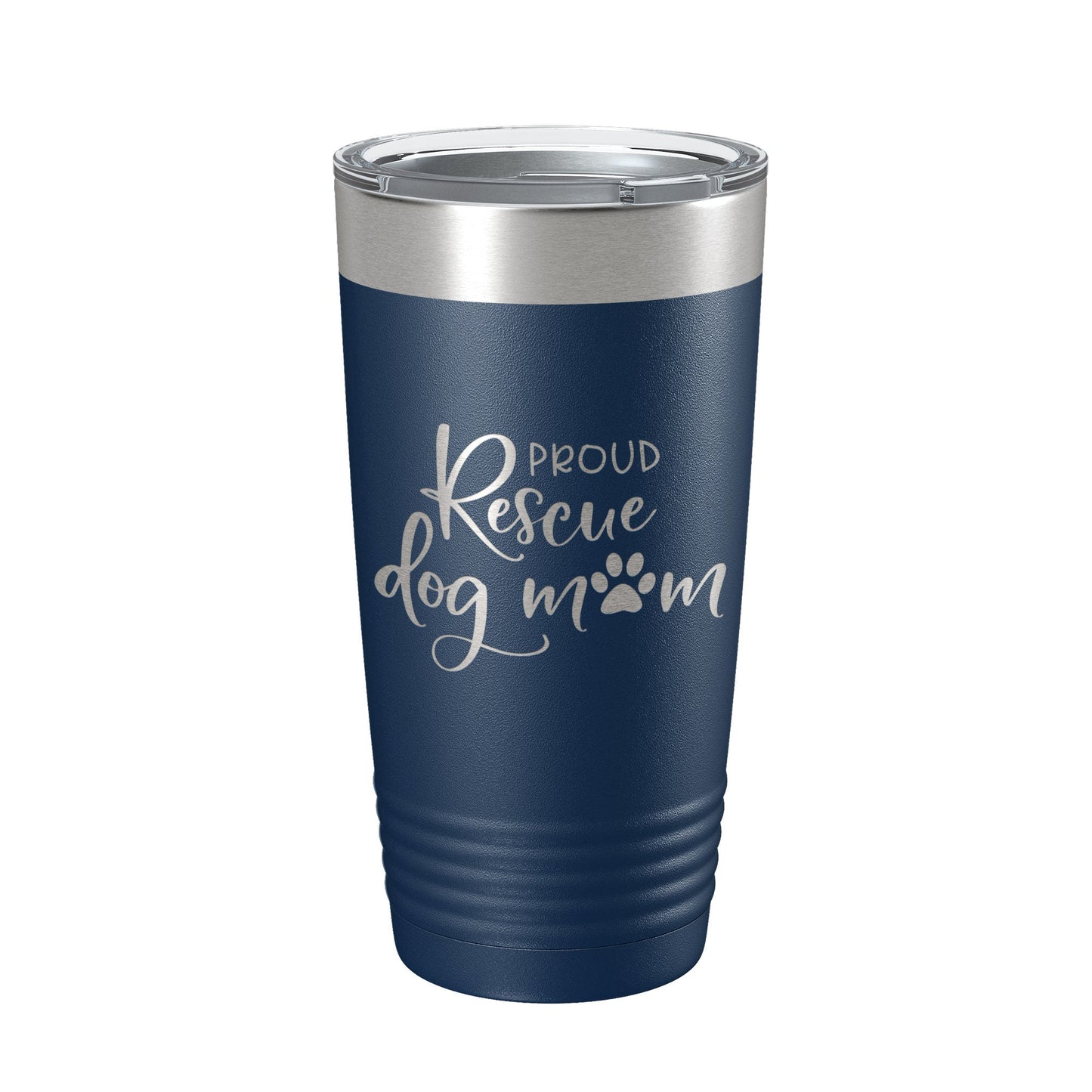 Proud Rescue Mom Tumbler Dog Travel Mug Gift Insulated Laser Engraved Coffee Cup 20 oz - Good Gifts, Gurl