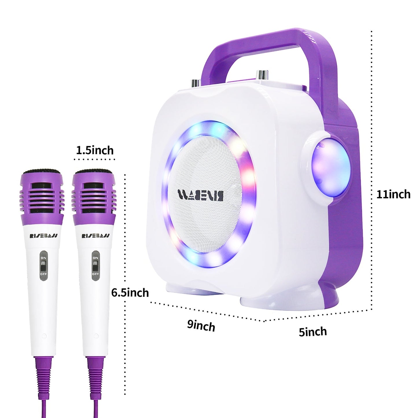 Purple Kids Bluetooth Karaoke Machine with 2 Microphone - Good Gifts, Gurl