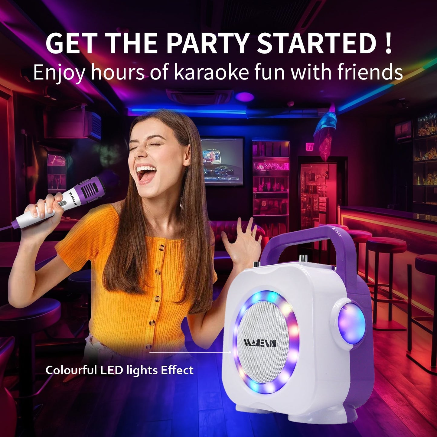 Purple Kids Bluetooth Karaoke Machine with 2 Microphone - Good Gifts, Gurl