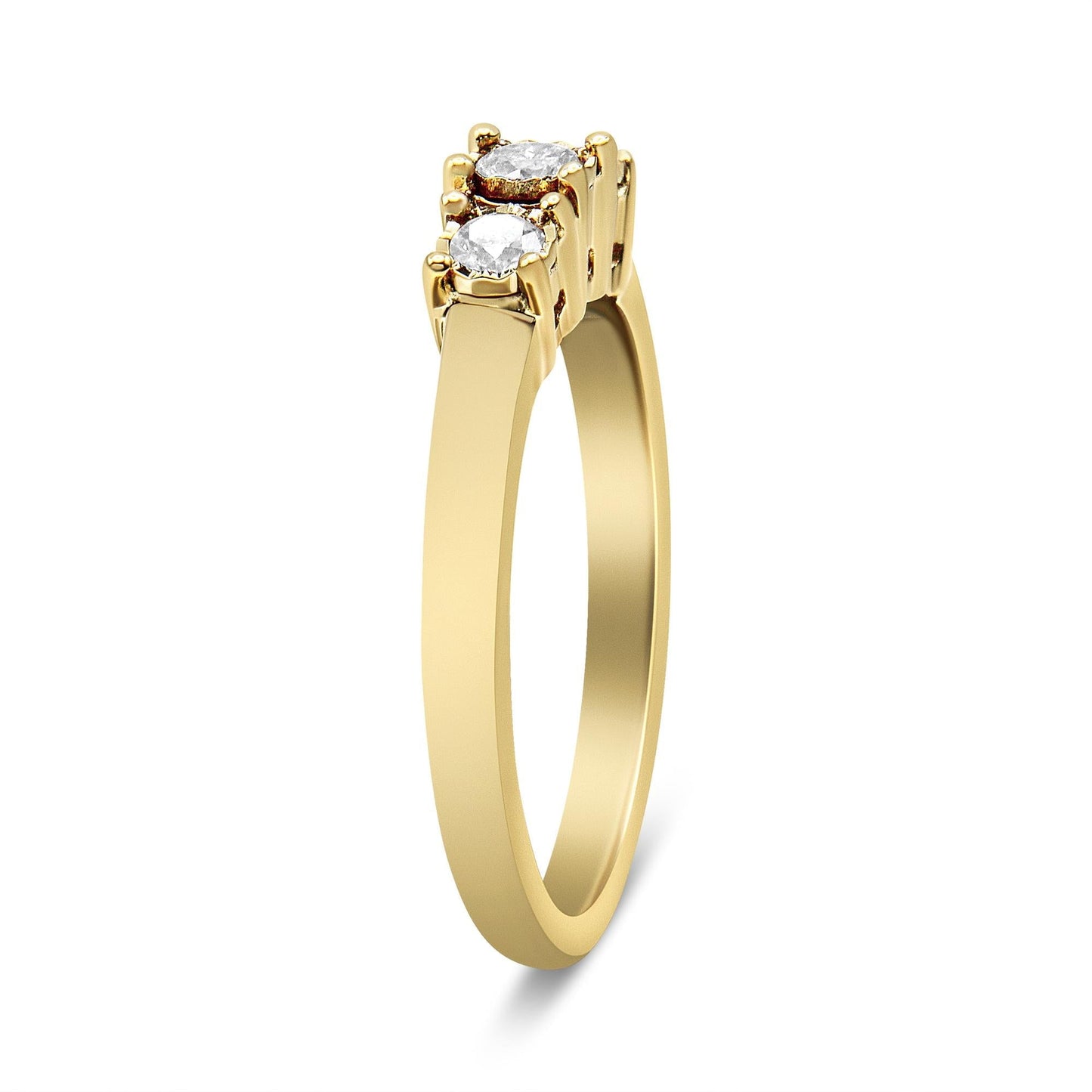 14K Yellow Gold Plated .925 Sterling Silver 1/4 Cttw Diamond 3 Stone Illusion Plate Ring (J - K Color, I1 - I2 Clarity) - Good Gifts, Gurl