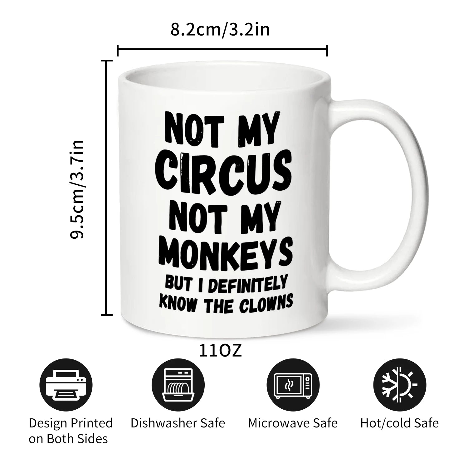 1pc, Not My Circus Not My Monkeys Coffee Mug - Funny, Sarcastic, Motivational, Inspirational birthday gifts for friends,11oz - Good Gifts, Gurl