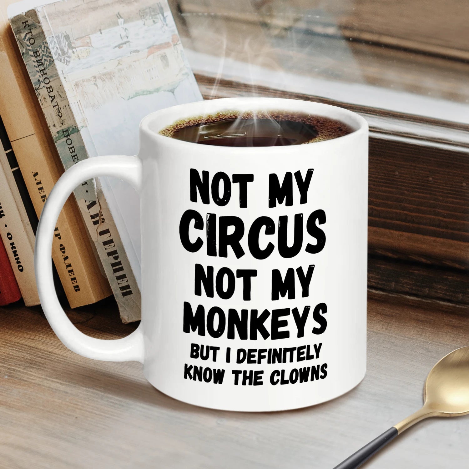 1pc, Not My Circus Not My Monkeys Coffee Mug - Funny, Sarcastic, Motivational, Inspirational birthday gifts for friends,11oz - Good Gifts, Gurl