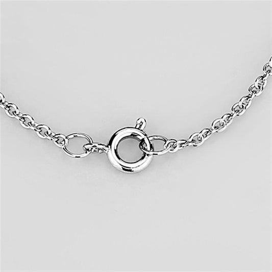 3W453 - Rhodium Brass Necklace with AAA Grade CZ in Clear - Good Gifts, Gurl
