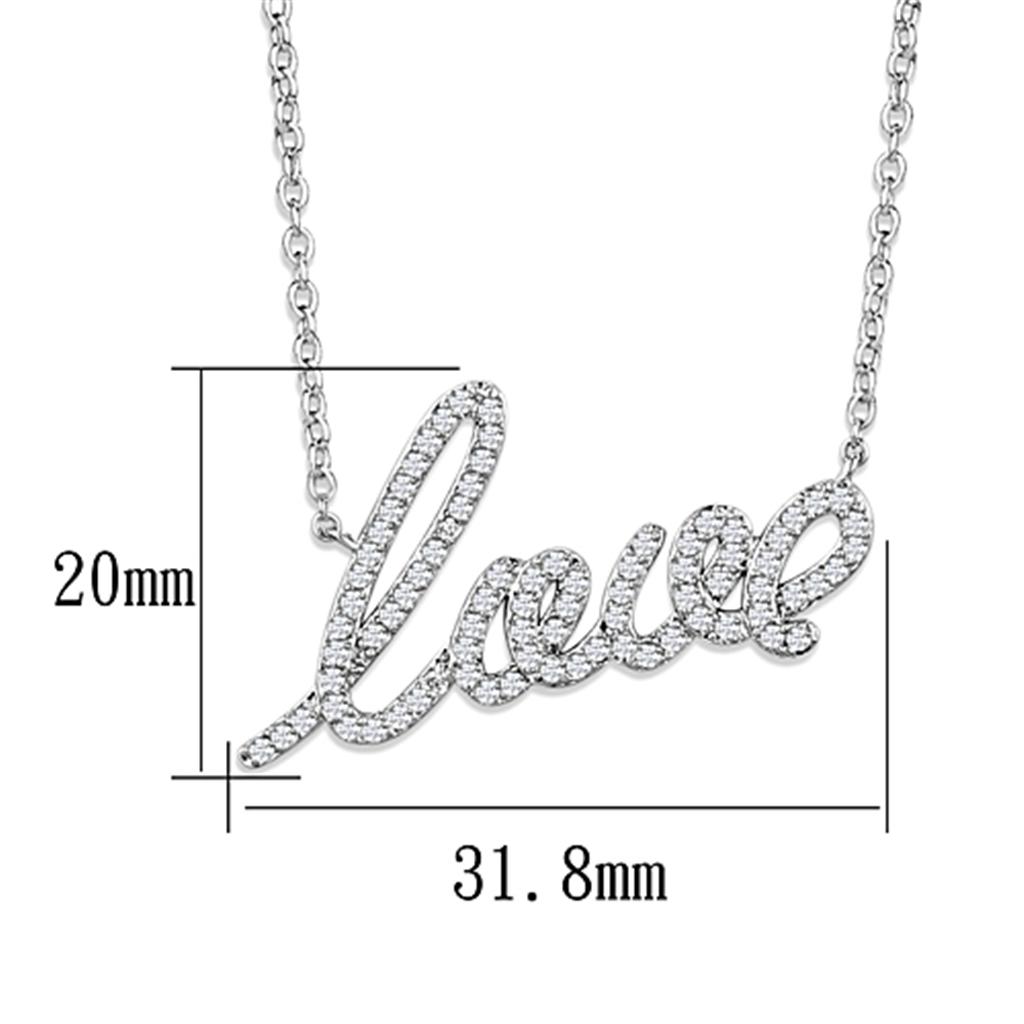 3W453 - Rhodium Brass Necklace with AAA Grade CZ in Clear - Good Gifts, Gurl