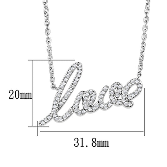 3W453 - Rhodium Brass Necklace with AAA Grade CZ in Clear - Good Gifts, Gurl
