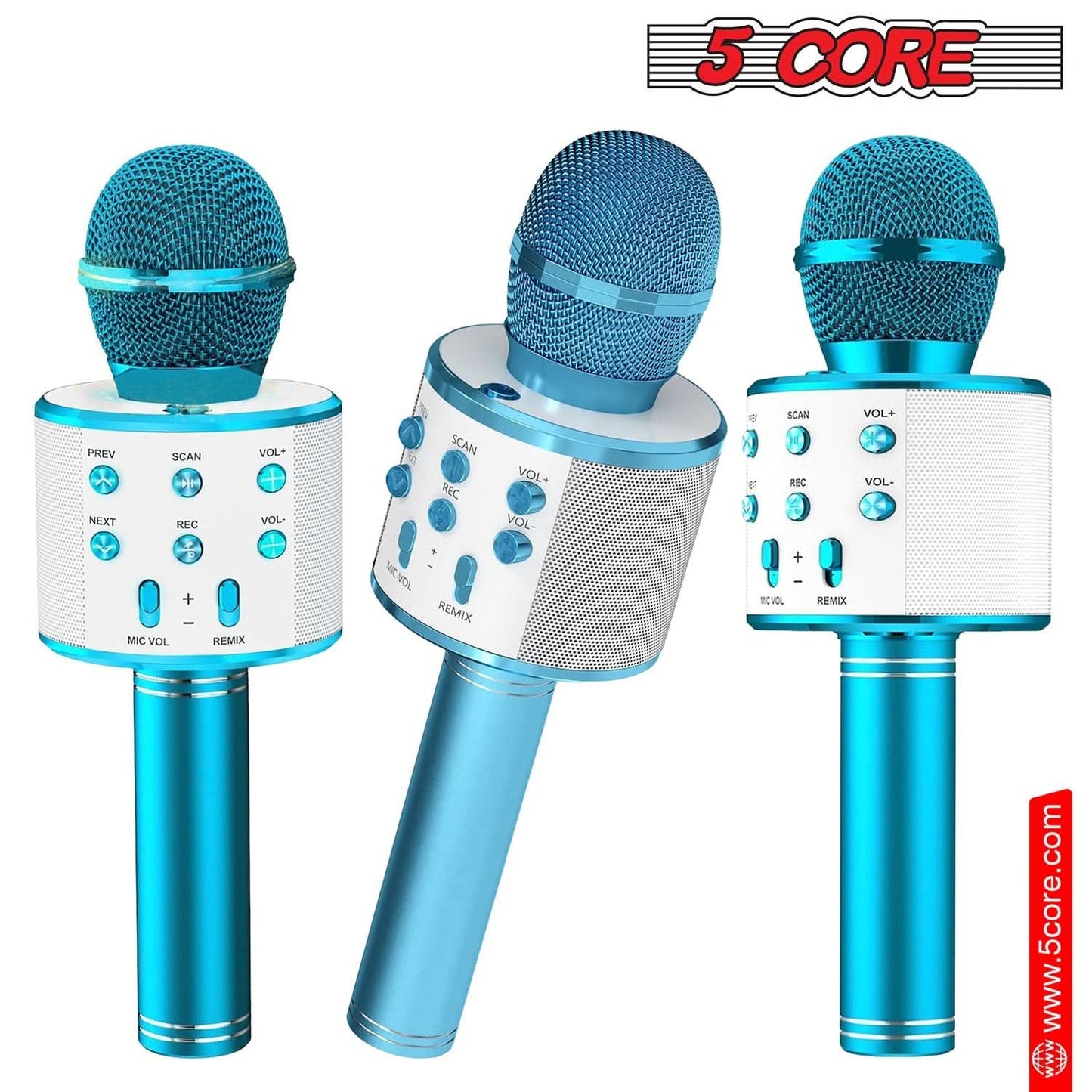 5Core Wireless Karaoke Microphone Bluetooth Mic Portable Handheld Microfonos Inalambricos BLUE - Good Gifts, Gurl