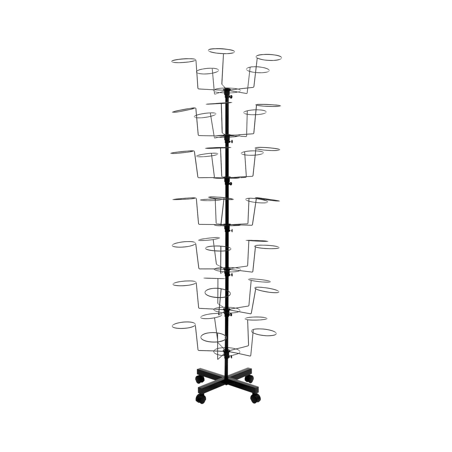 7 Tier Metal Hat Rack Hanger Wigs Display Stand Cap Rotating Standard W/ 4 Wheel - Good Gifts, Gurl
