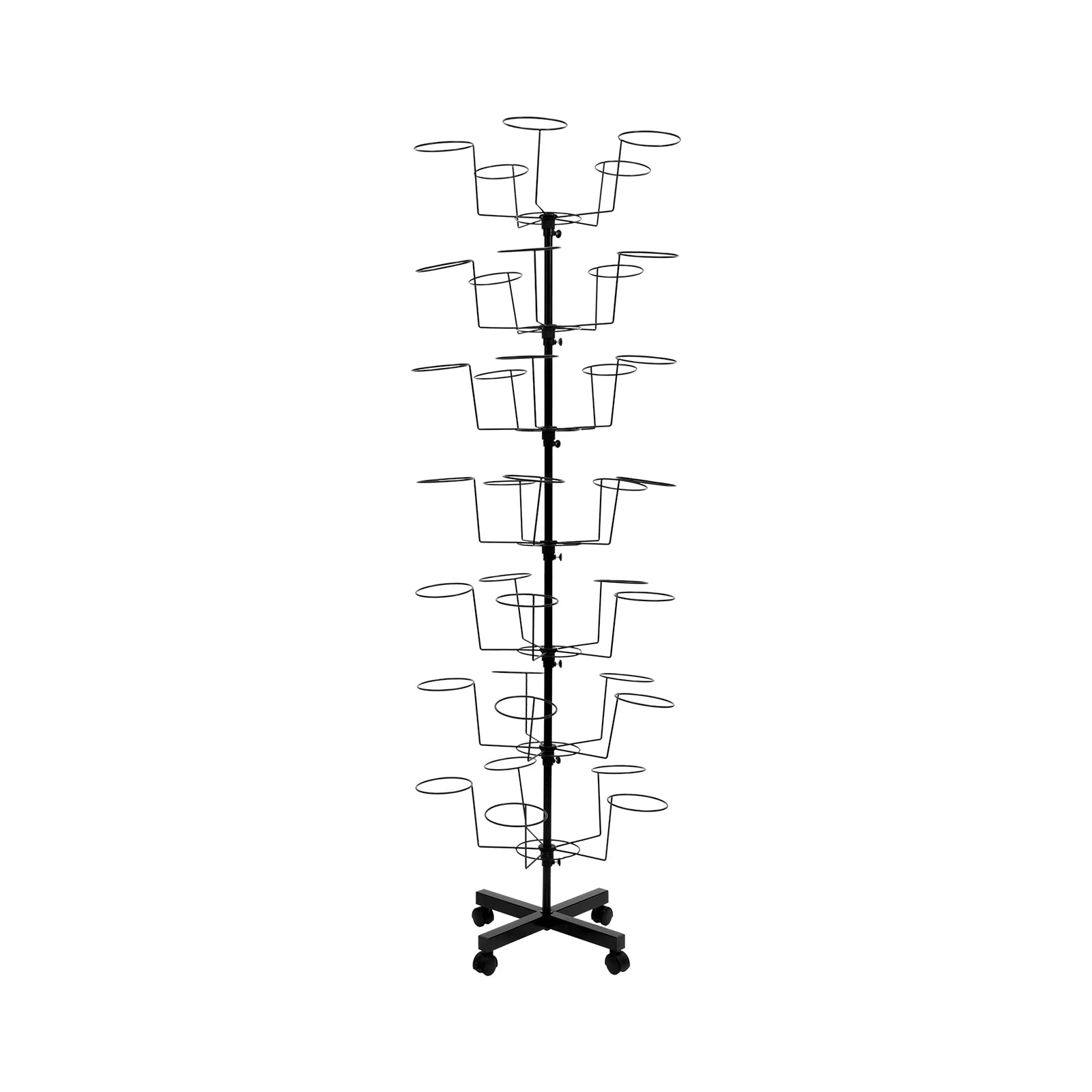7 Tier Metal Hat Rack Hanger Wigs Display Stand Cap Rotating Standard W/ 4 Wheel - Good Gifts, Gurl