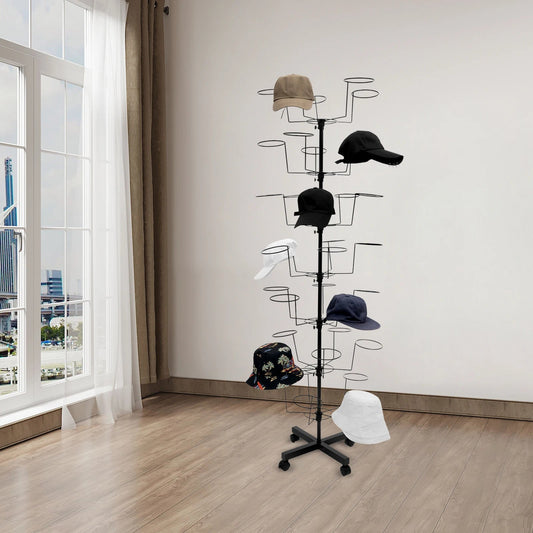 7 Tier Metal Hat Rack Hanger Wigs Display Stand Cap Rotating Standard W/ 4 Wheel - Good Gifts, Gurl