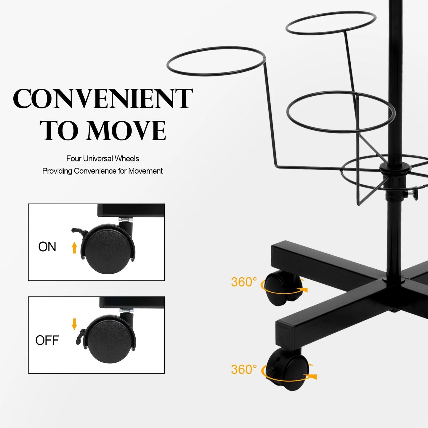7 Tier Metal Hat Rack Hanger Wigs Display Stand Cap Rotating Standard W/ 4 Wheel - Good Gifts, Gurl