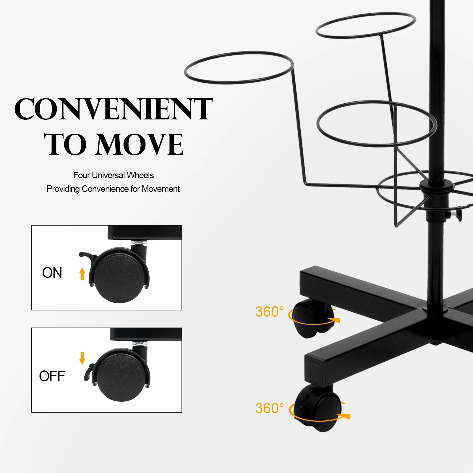 7 Tier Metal Hat Rack Hanger Wigs Display Stand Cap Rotating Standard W/ 4 Wheel - Good Gifts, Gurl