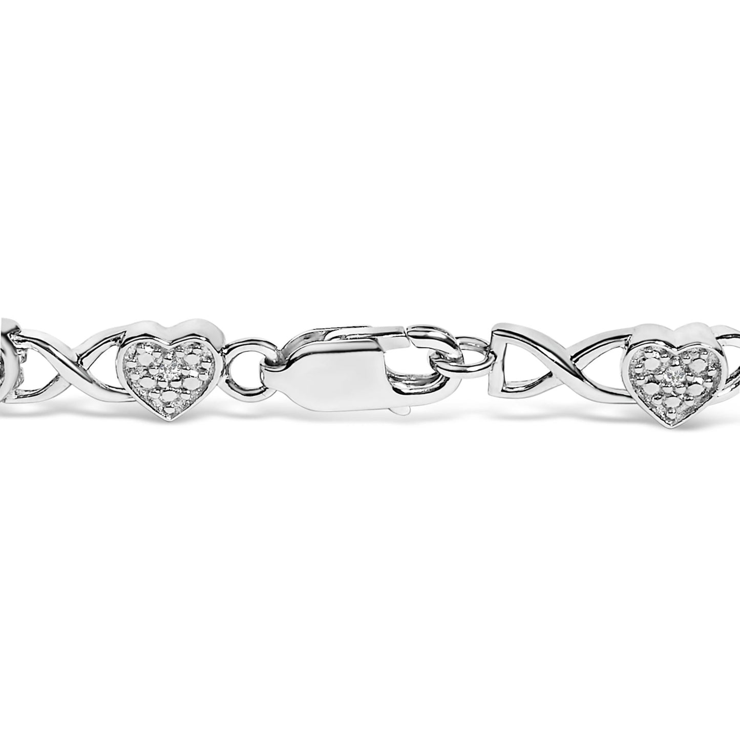 .925 Sterling Silver Diamond Accent Heart Link Bracelet (I - J Color, I3 Clarity) - 7.25" - Good Gifts, Gurl