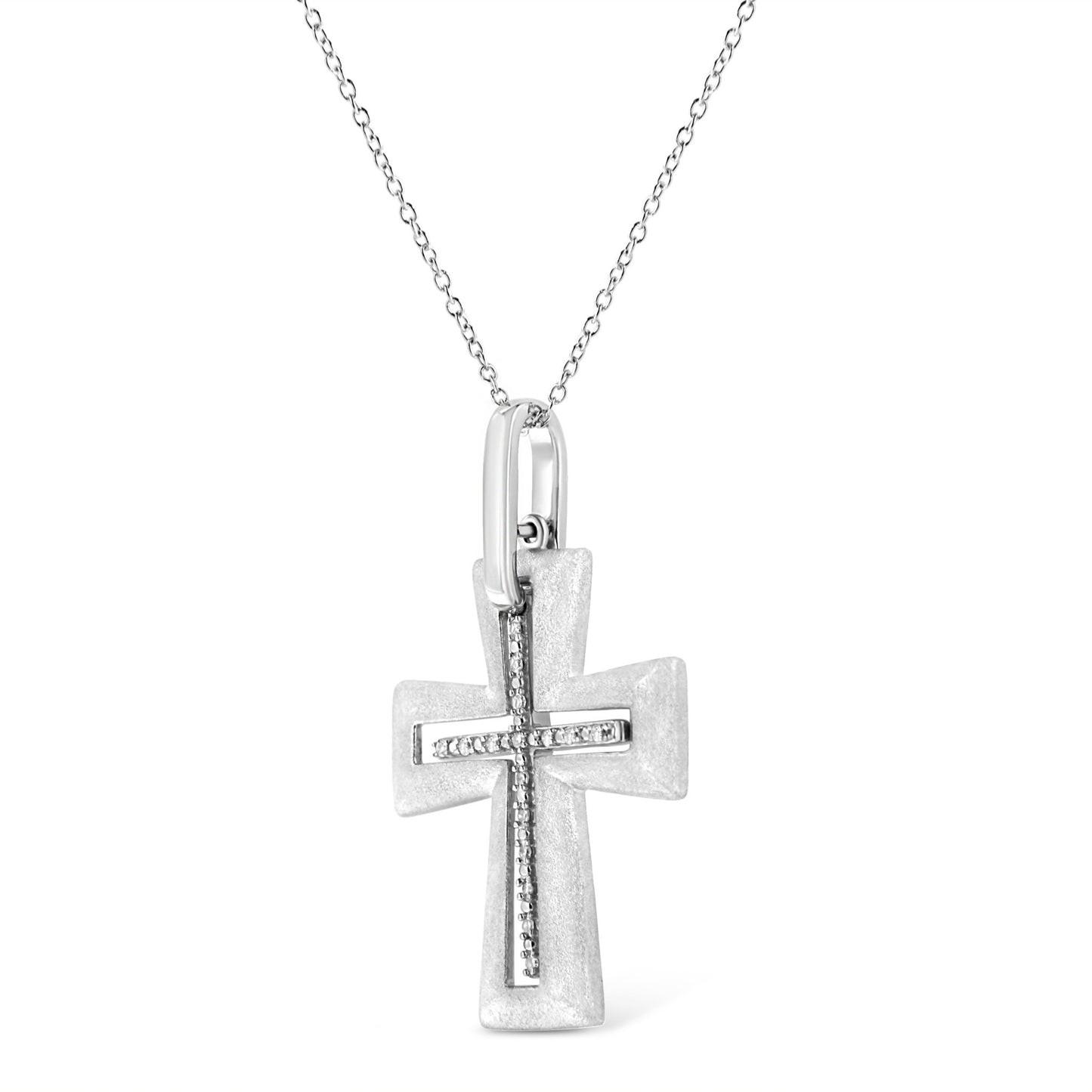 .925 Sterling Silver Prong - Set Diamond Accent Cross 18" Pendant Necklace (I - J Color, I1 - I2 Clarity) - Good Gifts, Gurl