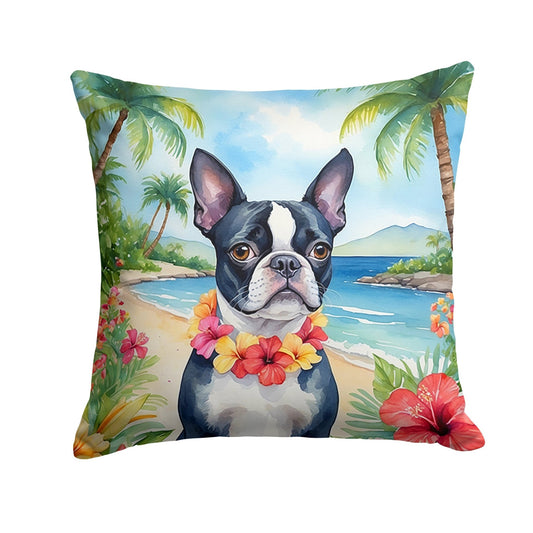 Boston Terrier Luau Throw Pillow - Good Gifts, Gurl