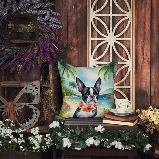 Boston Terrier Luau Throw Pillow - Good Gifts, Gurl