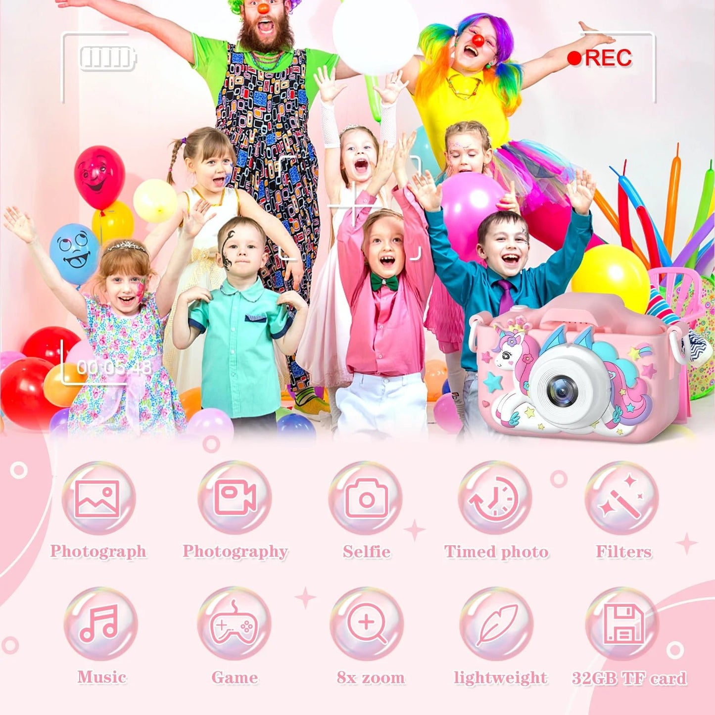 Children Camera 1080P HD Toddler Digital Video Camera 2.0 - inch Kids Camera with Silicone Cases Toys for Christmas Birthday Gifts - Good Gifts, Gurl