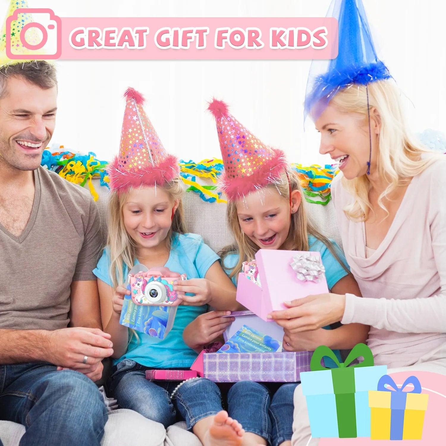 Children Camera 1080P HD Toddler Digital Video Camera 2.0 - inch Kids Camera with Silicone Cases Toys for Christmas Birthday Gifts - Good Gifts, Gurl