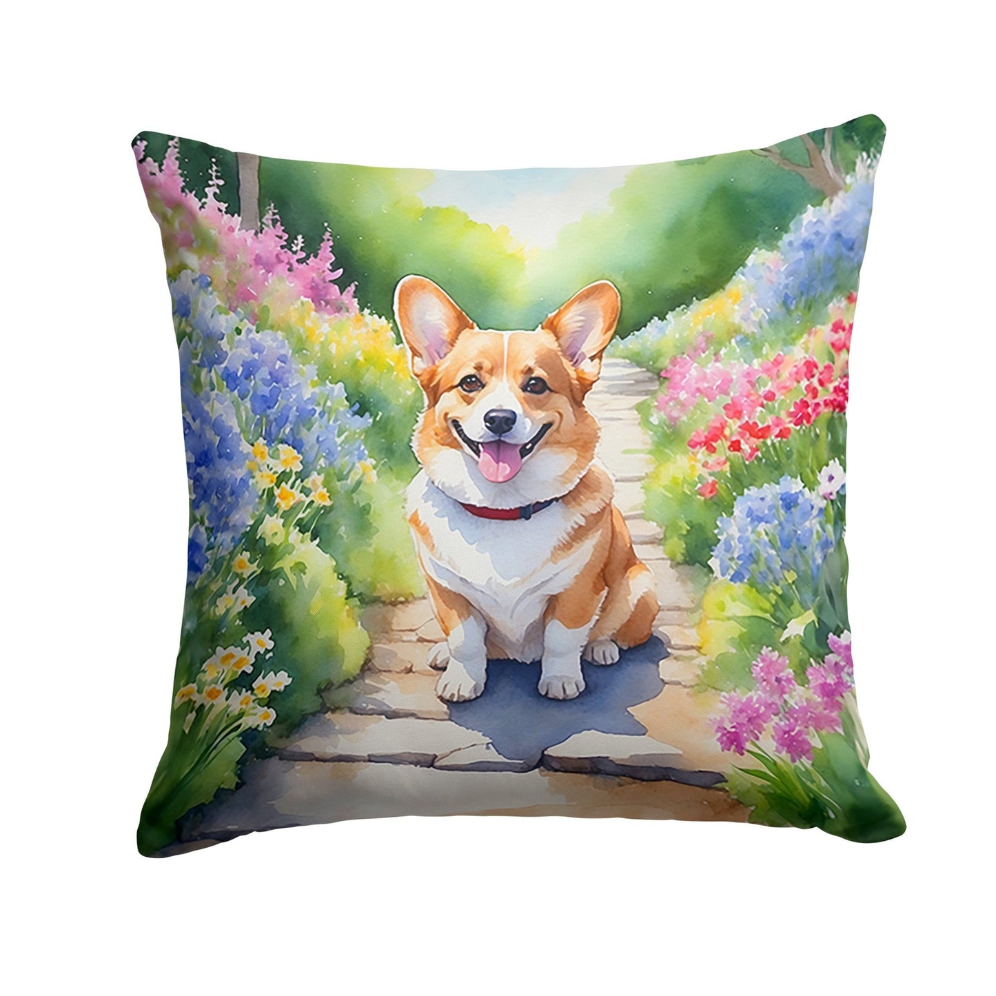 Corgi Spring Path Throw Pillow - Good Gifts, Gurl