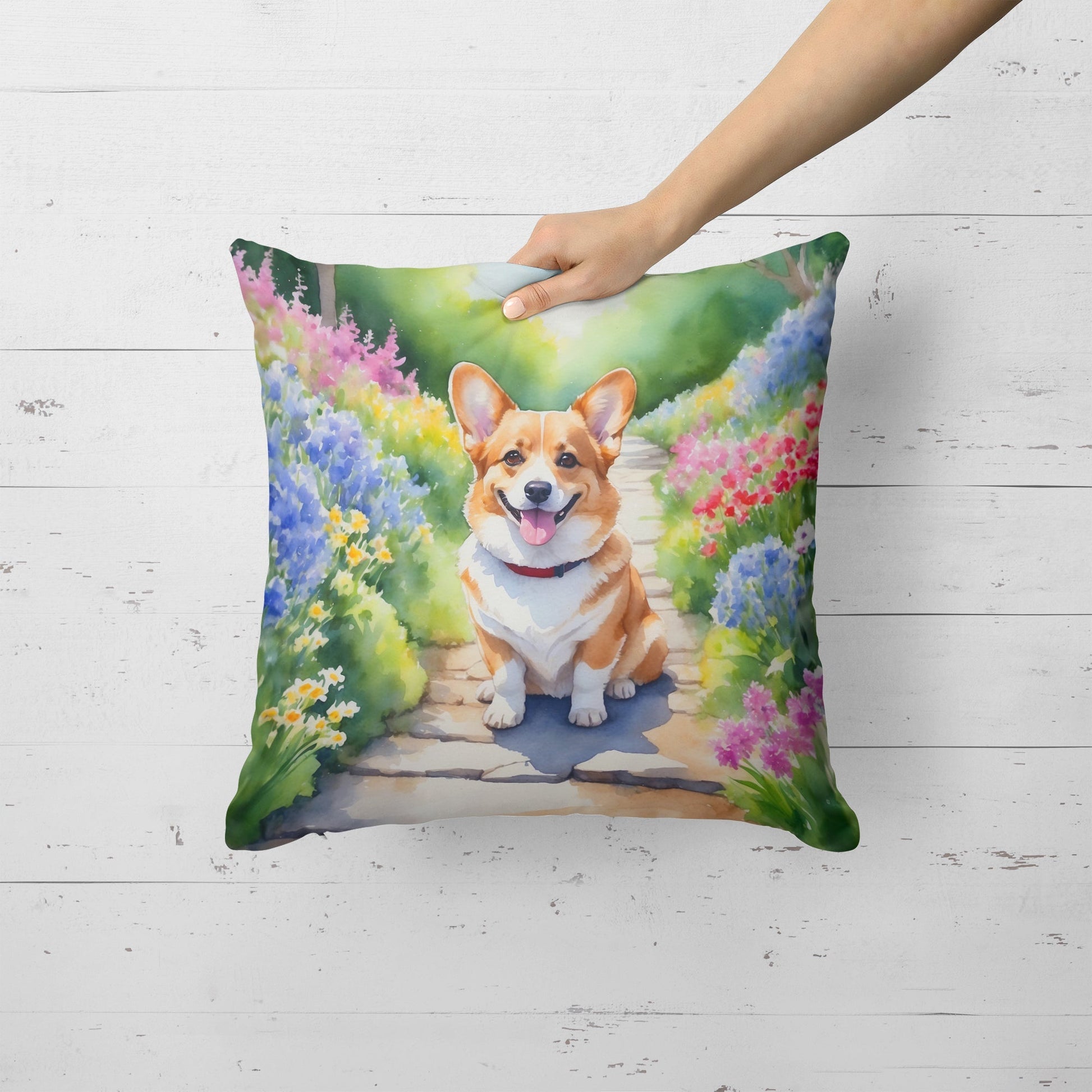 Corgi Spring Path Throw Pillow - Good Gifts, Gurl