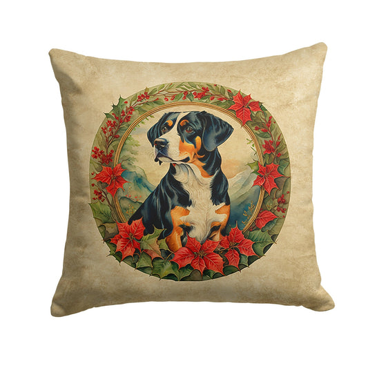 Entlebucher Mountain Dog Christmas Flowers Throw Pillow - Good Gifts, Gurl