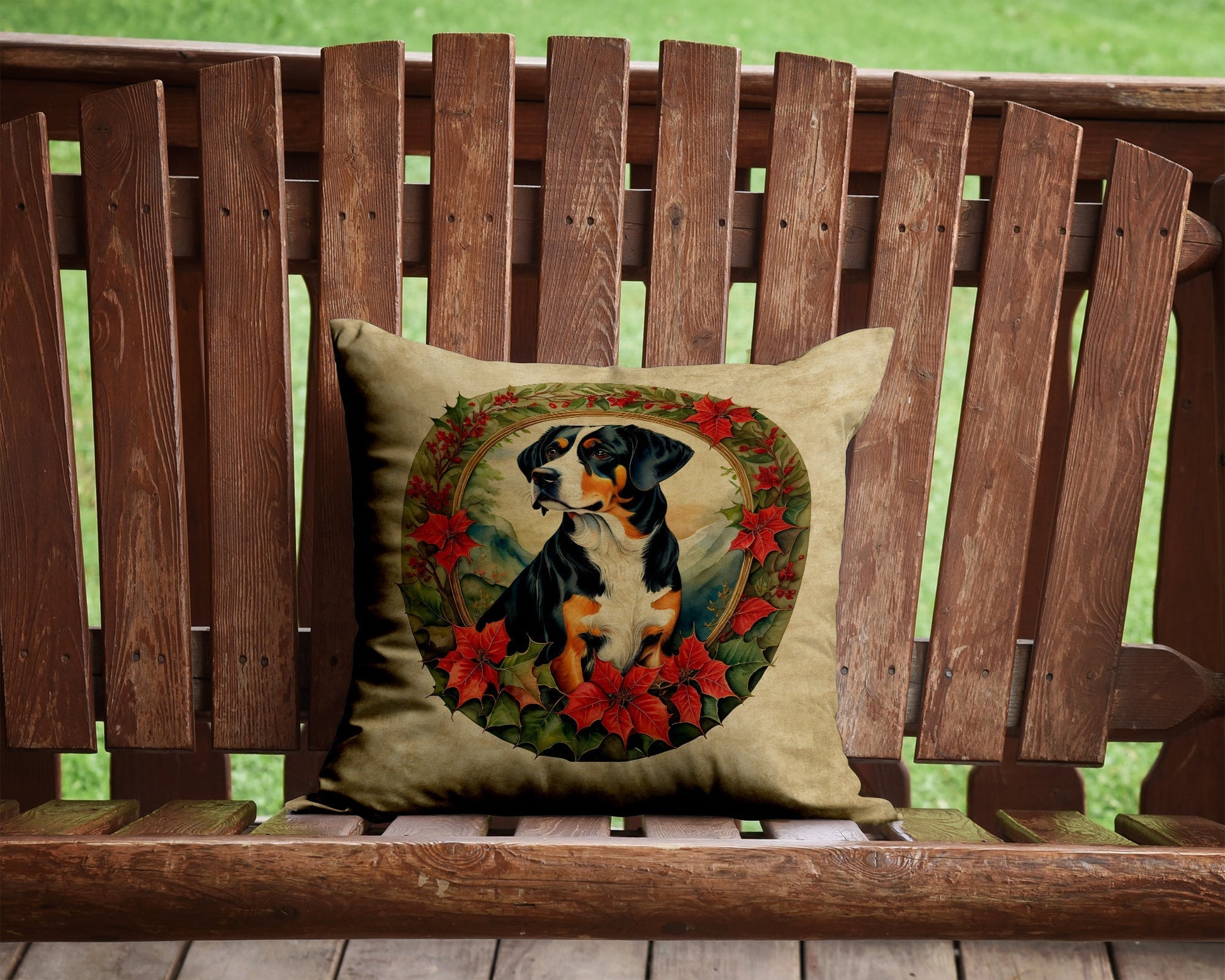 Entlebucher Mountain Dog Christmas Flowers Throw Pillow - Good Gifts, Gurl