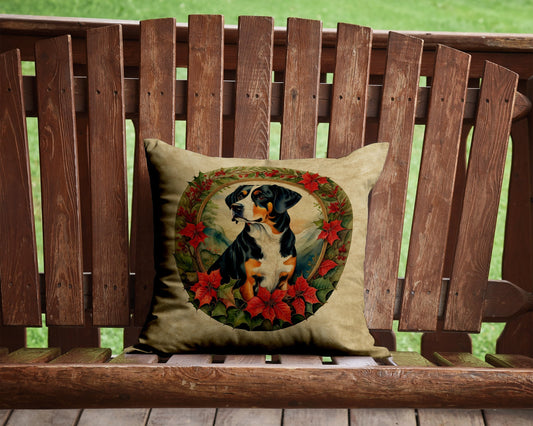 Entlebucher Mountain Dog Christmas Flowers Throw Pillow - Good Gifts, Gurl