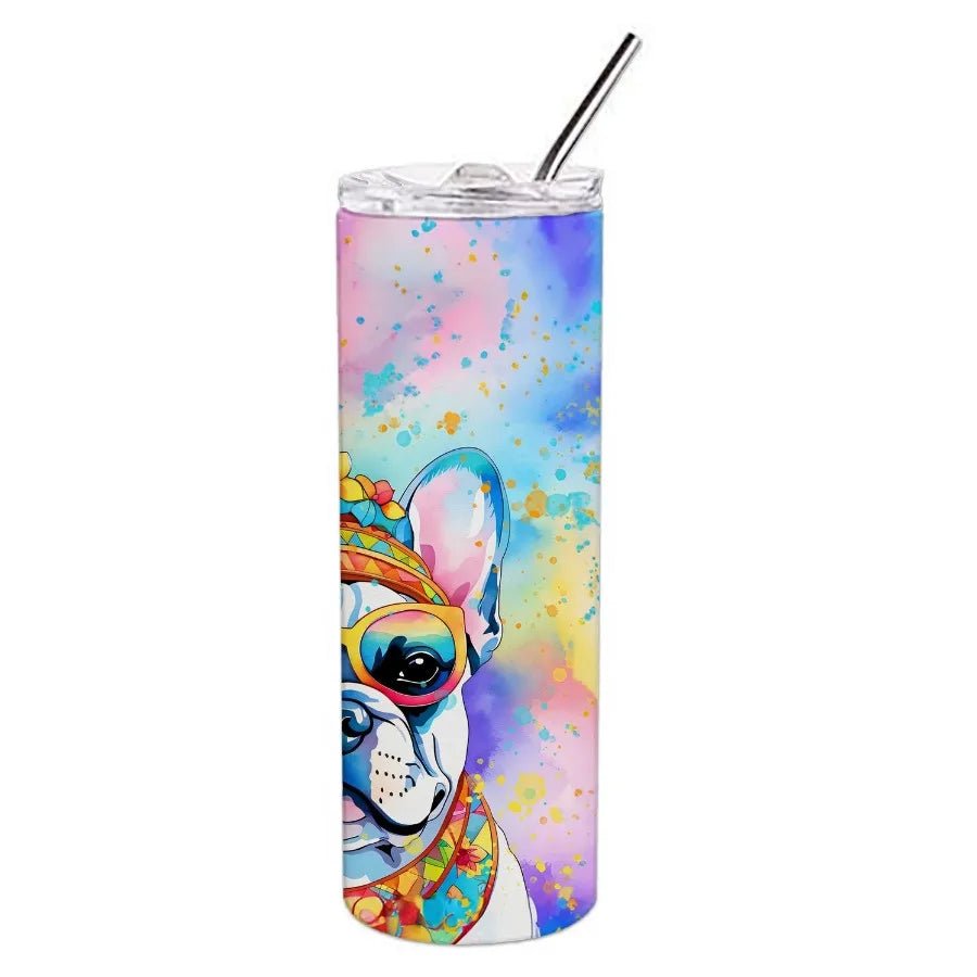 French Bulldog Hippie Dawg Stainless Steel Skinny Tumbler Vacuum Double Walled Reusable Insulated Tumbler Travel Cup for Coffee - Good Gifts, Gurl