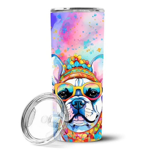 French Bulldog Hippie Dawg Stainless Steel Skinny Tumbler Vacuum Double Walled Reusable Insulated Tumbler Travel Cup for Coffee - Good Gifts, Gurl