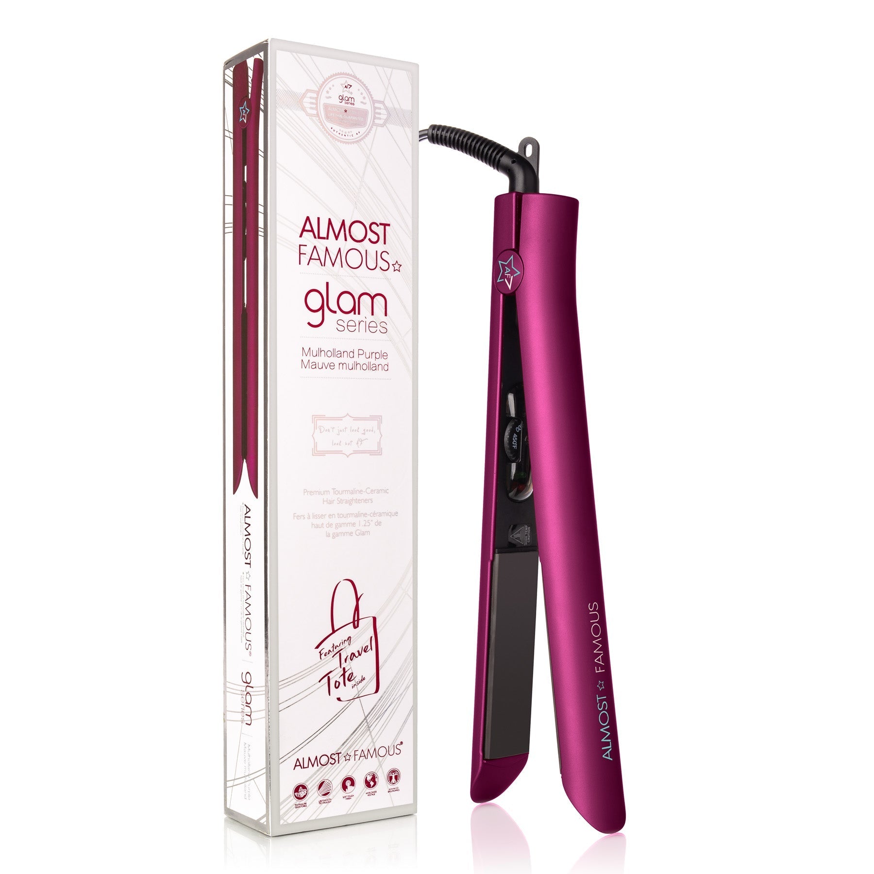 Glam Series 1.25" Gem Tourmaline Flat Iron with Travel Bag - Good Gifts, Gurl
