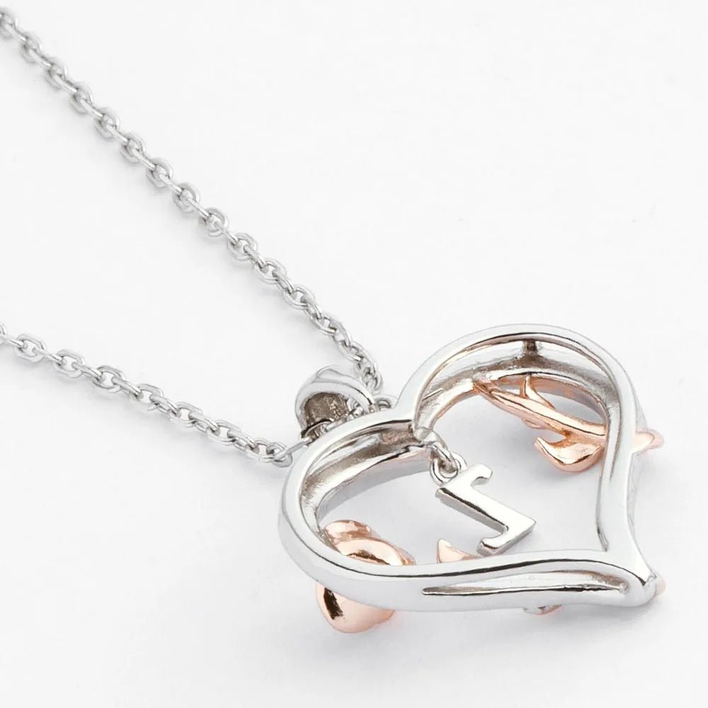 Heart Rose Initial Necklace,S925 Sterling Silver Letter Pendant Necklaces with Cubic Zirconia,Unique Anniversary Jewelry Gifts - Good Gifts, Gurl
