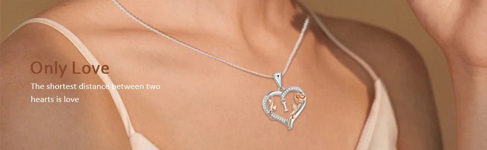 Heart Rose Initial Necklace,S925 Sterling Silver Letter Pendant Necklaces with Cubic Zirconia,Unique Anniversary Jewelry Gifts - Good Gifts, Gurl