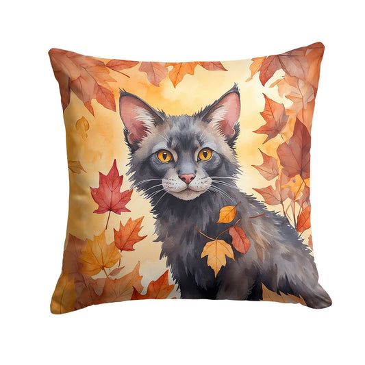 Lykoi Cat in Fall Leaves Throw Pillow - Good Gifts, Gurl