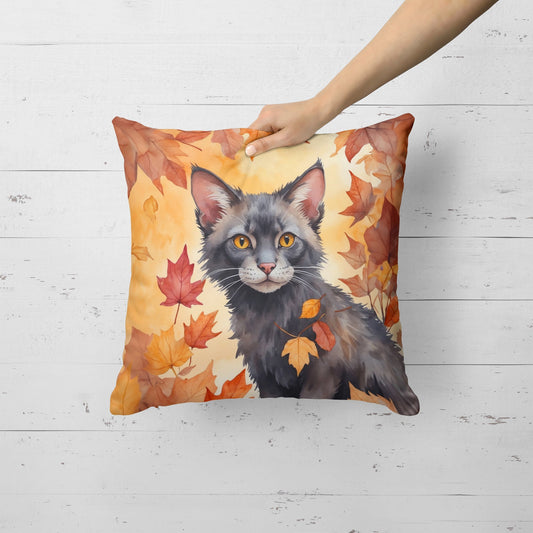 Lykoi Cat in Fall Leaves Throw Pillow - Good Gifts, Gurl