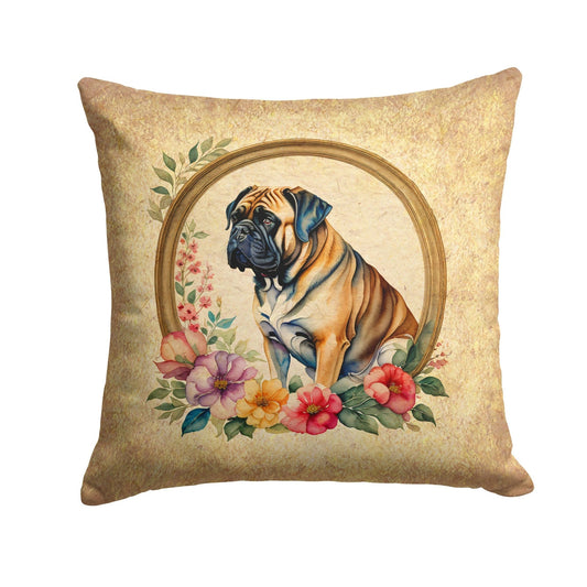 Mastiff and Flowers Throw Pillow - Good Gifts, Gurl