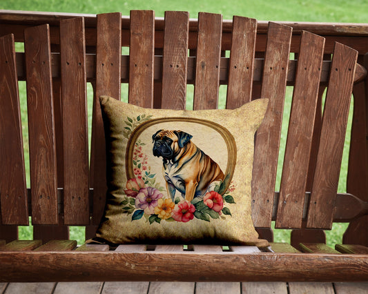 Mastiff and Flowers Throw Pillow - Good Gifts, Gurl