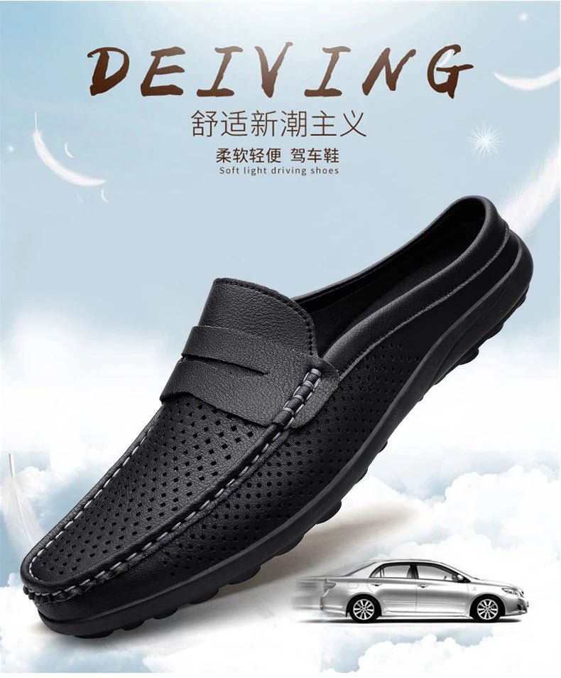 Men's shoes four seasonal new hollow out fashion leather shoes soft sole breathable non slip lightweight plus size casual shoes - Good Gifts, Gurl